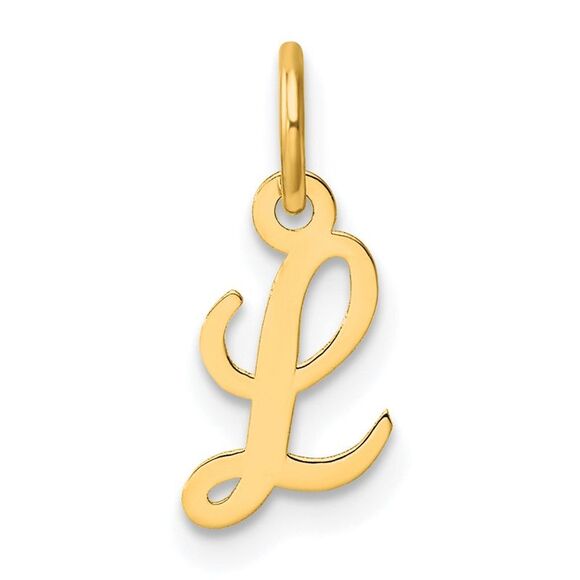 Kazi Luxury 14k Yellow Gold Small Script Letter L Initial Charm - Picture 1 of 4